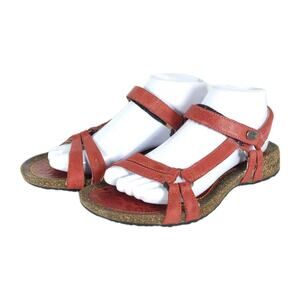 Teva Women’s Ventura US8,5 Red Leather Cork Adjustable Straps Strappy Sandals